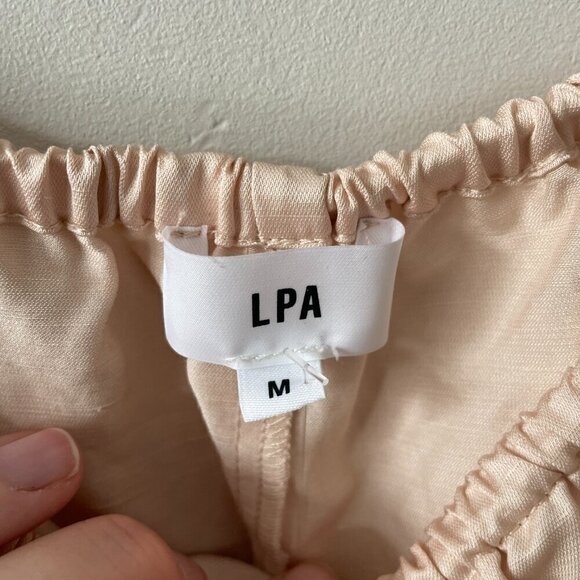 LPA Off The Shoulder Pullover Long Bell Sleeve Casual Cropped Top Cream Medium - Picture 5 of 7